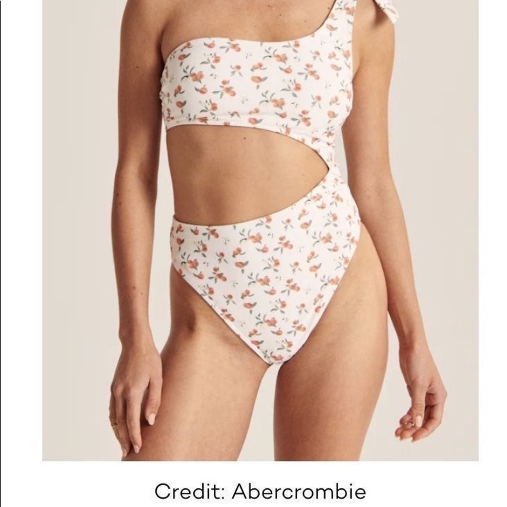 Abercrombie & Fitch One Shoulder Cut Out Peach One Piece